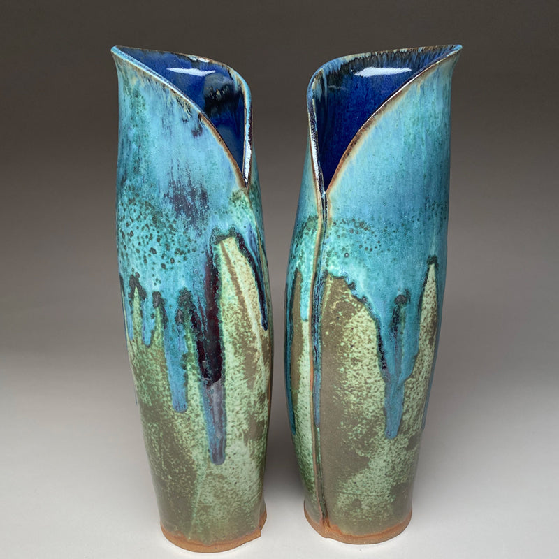 Pair of Calla lily vases in Green Matte