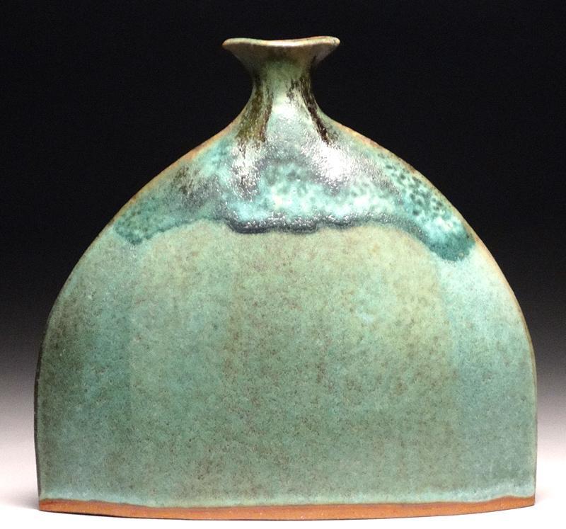 Flounder Vase in Green Matte Glaze