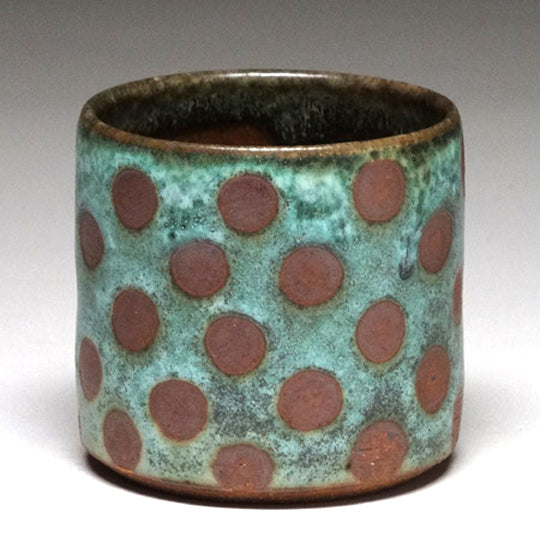Highball Cup in Green Matte with Dot Glaze