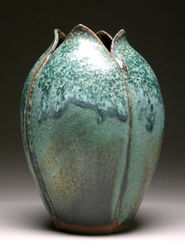 Tulip Vase in Green Matte Glaze