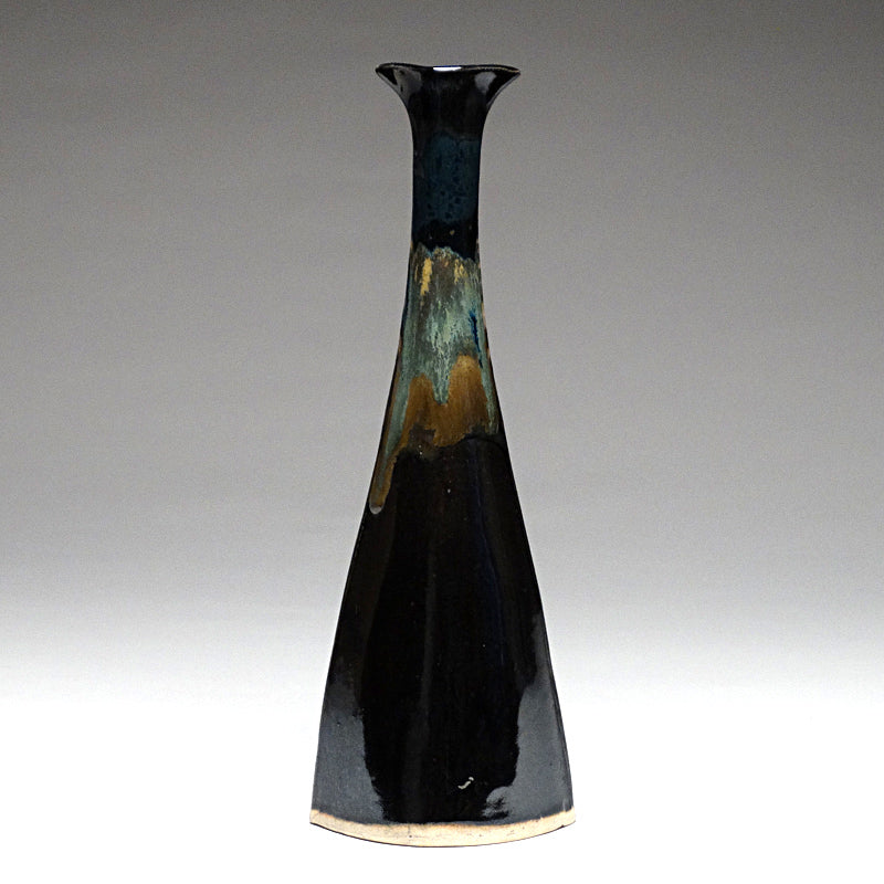 Bud Vase in Black and Teal