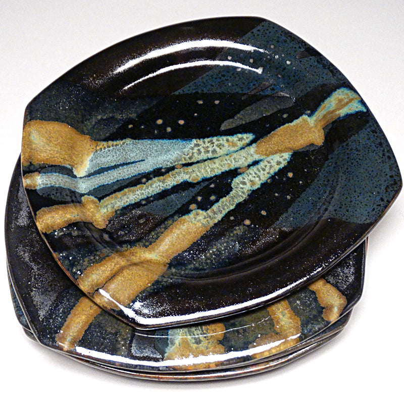 Salad Plate in Black and Teal