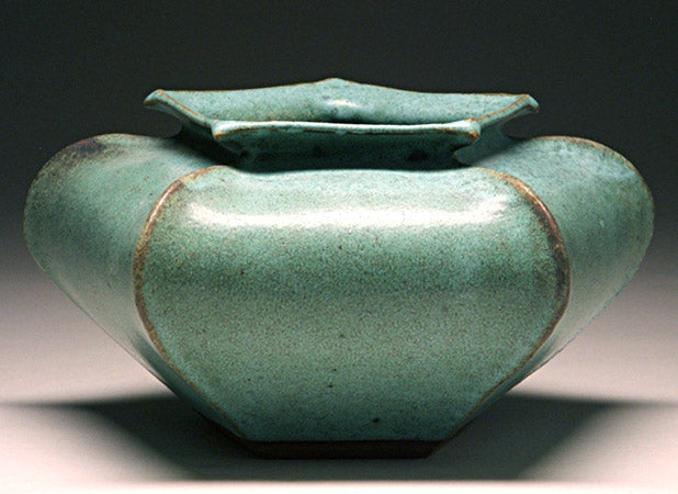 Star Vase in Green Matte Glaze