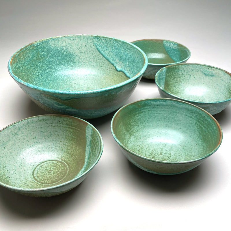 Medium Bowl Set in Green Matte