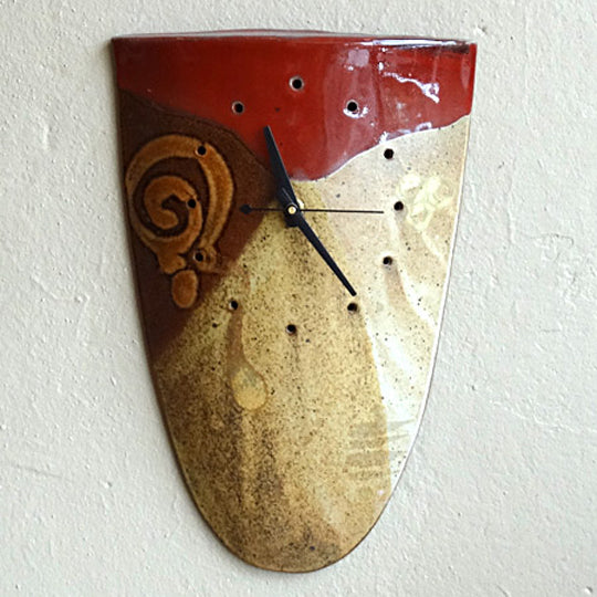 Sheild Clock in Autumn Glaze