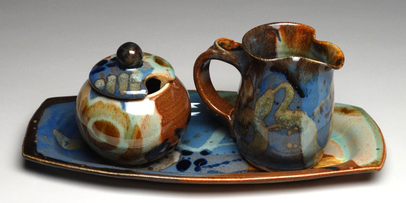 Cream and Sugar Set in Multi Glaze