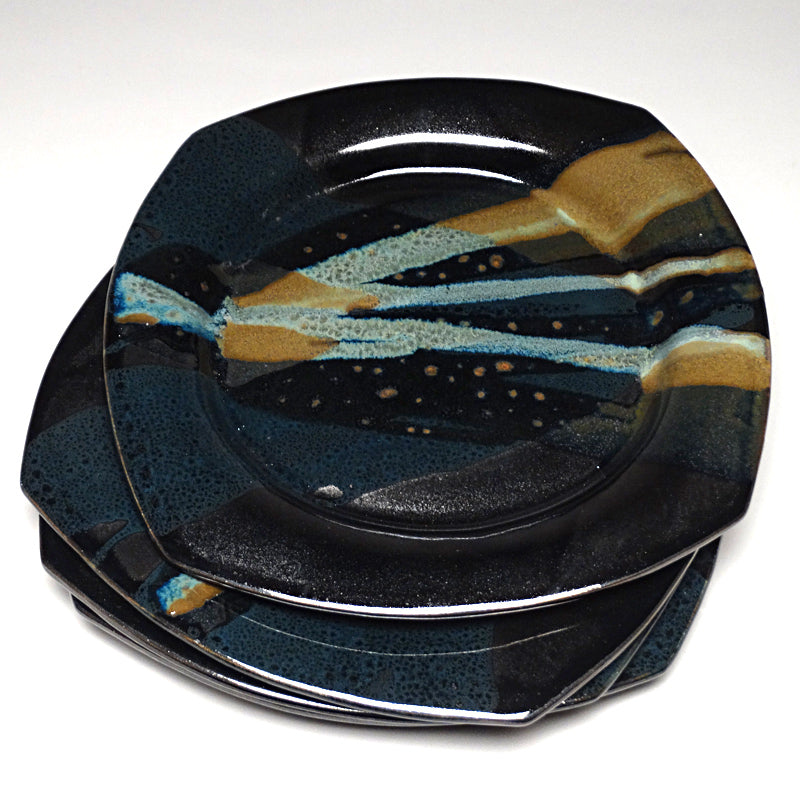 Dinner Plate in Black and Teal
