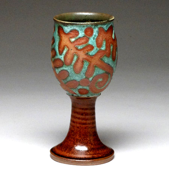 Goblet in Green with Ferns