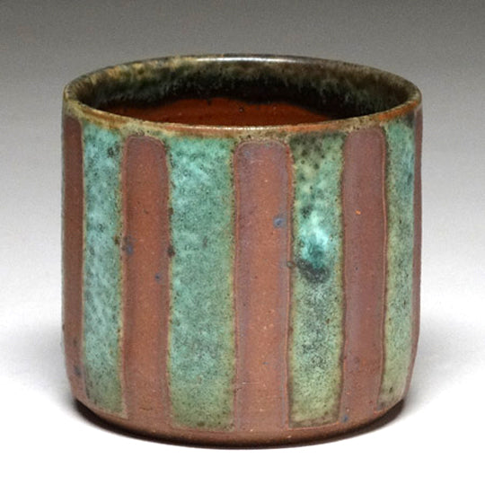 Highball Cup in Green Matte with Stripe Glaze