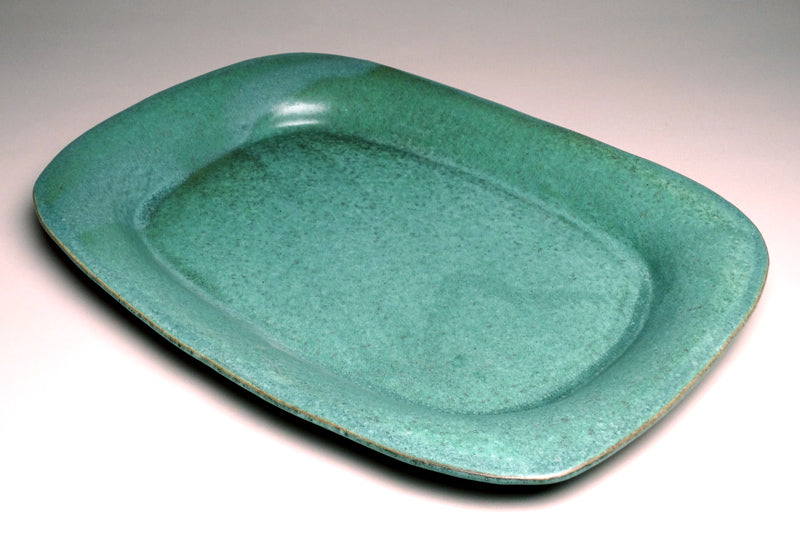 Large Serving Platter in Green Matte Glaze
