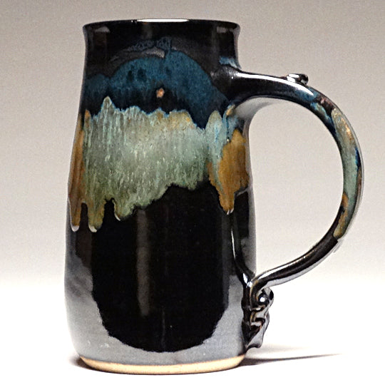 Large Mug in Black and Teal Glaze