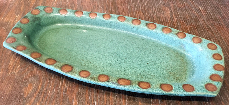 Olive tray in Green Matte with Dots