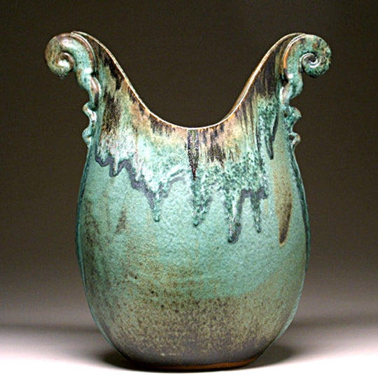 Sack Vase in Green Matte Glaze