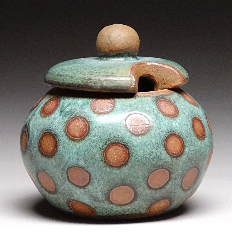 Sugar Bowl in Green Dot Glaze