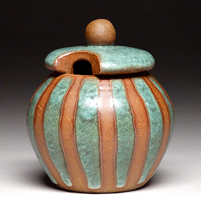 Sugar Bowl in Green Stripe Glaze