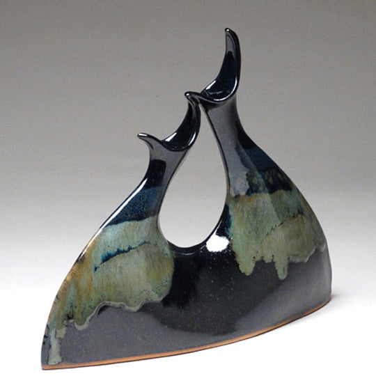 Teardrop Vase in Black and Teal Glaze
